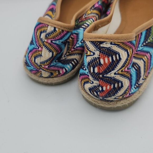 Nine West Womens Multicolor Chevron Pattern Espadrille Slip On  ballet Flat - Picture 4 of 9